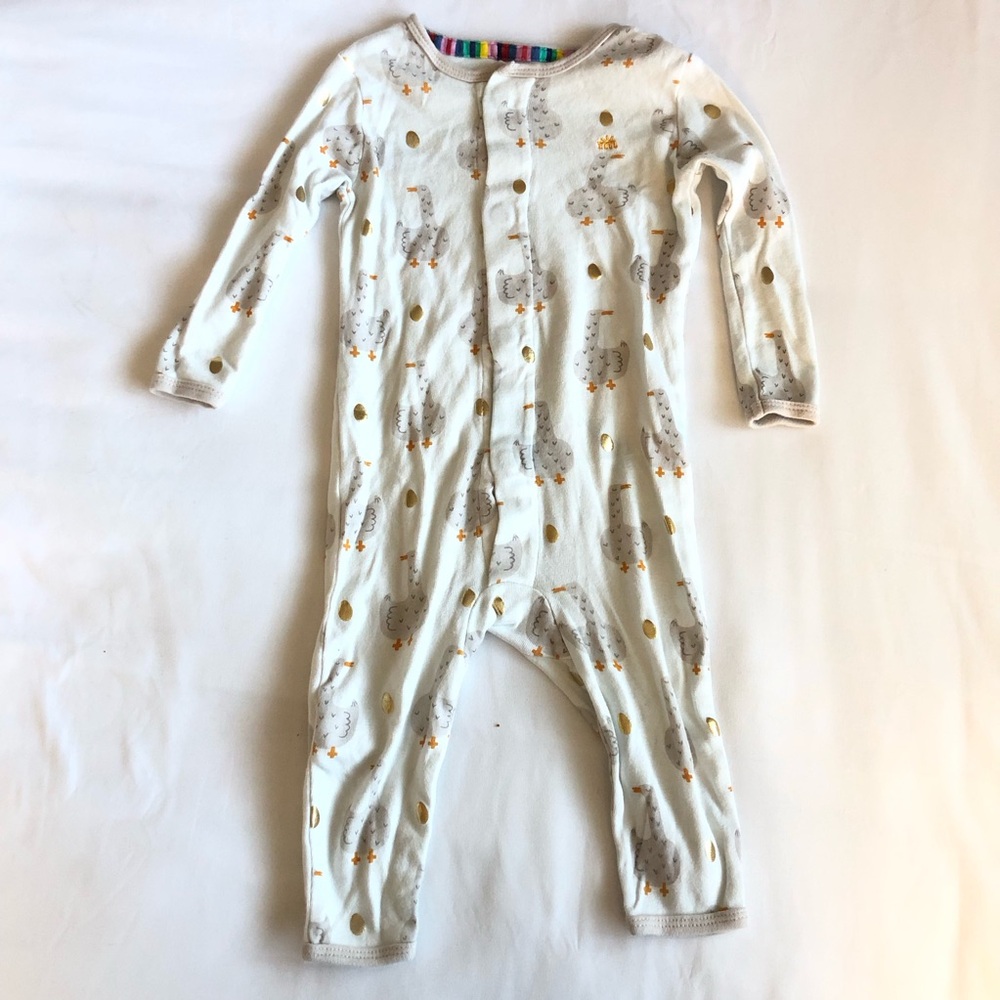 Magnetic Me Cream and Gold Elephant Print Jumpsuit